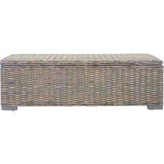 opbevaringsboks 110 cm naturlig kubu-rattan massivt mahogni grå