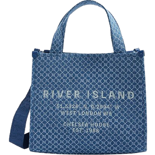 River Island River Island Blue Medium Monogram Denim Embossed Tote Bag