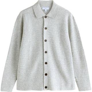 Next Grey Regular Fit Textured Collared Cardigan with Wool