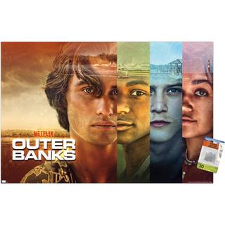 Trends International Netflix Outer Banks - Faces Wall Poster 22.37 """" X 34.00 """" Poster & Push Pin Bundle