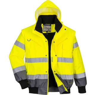 Hi-Vis 3 i 1 pilotjakke med kontrastfarve - Gul/Grå (Størrelse: XXXL)