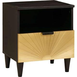 Sengebord 2 pcs Sort og Guld 40 x 33 x 46 cm Massivt mangotræ