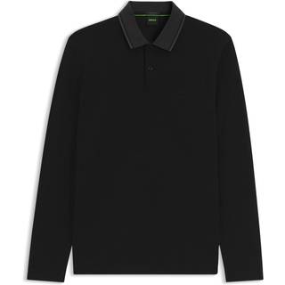 BOSS Plisy Long Sleeve Polo T Shirt Black