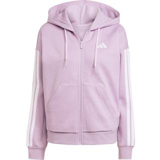 Women's adidas Essentials 3-Stripes Full-Zip Fleece Hoodie Purple JY3080 - XS