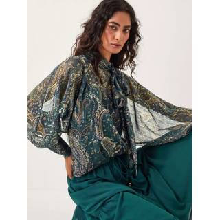 Monsoon Monsoon Green Marianna Sheer Paisley Pussybow Blouse