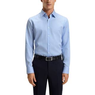 Regular fit skjorte i strygelet bomuldssatin med striber