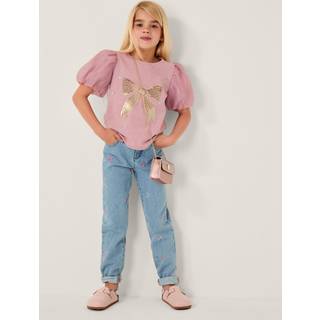 Monsoon Monsoon Purple Sequin Bow Puff Sleeve T-Shirt