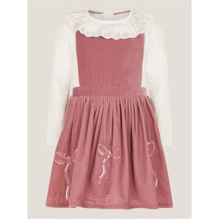 Monsoon Monsoon Pink Baby Broderie Top & Bow Pinafore Dress Set