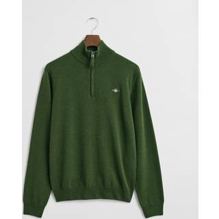 GANT Herre Sweater af ekstra fin lammeuld med halv lynlås (XXL) Grøn