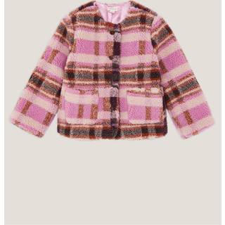 Monsoon Monsoon Pink Check Print Borg Jacket