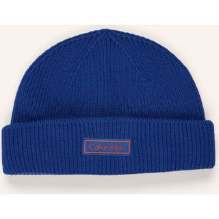 Wool Cashmere Blend Fisherman Beanie - Blue - One Size
