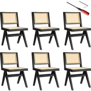 Træstol Lissy med Wien-flet, bæreevne 120 kg - sort,Sæt med 6 stk.