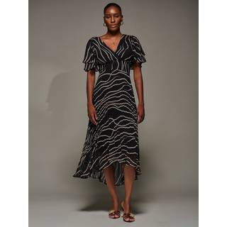 Jolie Moi Jolie Moi Plisseret Chiffon Midaxi-kjole med Engleærmer - EU 38 (UK 10)