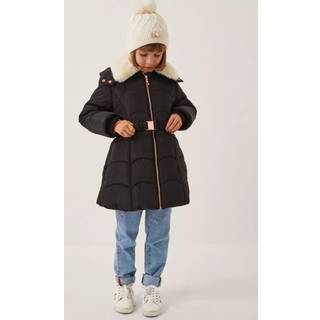 Monsoon Monsoon Black Fluffy Collar Belted Puffer Coat