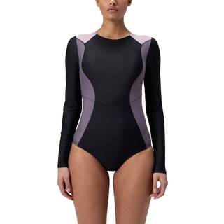 Women's Long Sleeve Zip Back Swimsuit Black/Dark Grey