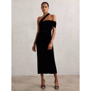 Reiss Reiss Dalia fløjls-midikjole med én skulder - EU 40 (UK 12)