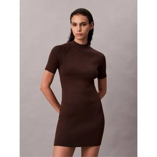 Sculpted Knit Mini Dress - Brown - S
