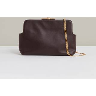 Reiss Reiss Burgundy Bethany Leather Frame Clutch Bag