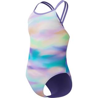 Girls Printed Twinstrap Swimsuit Purple/Green/Orange