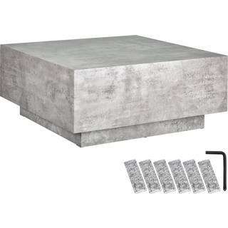 Sofabord Lasley med stander, bæreevne 45 kg - Beton-udseende,80 x 80 x 35 cm