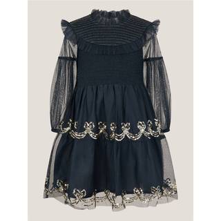 Monsoon Monsoon Kjole Med Sløjfe og Rynket Mesh - 110116cm