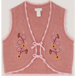 Monsoon Monsoon Pink Rose Embroidered Knitted Waistcoat