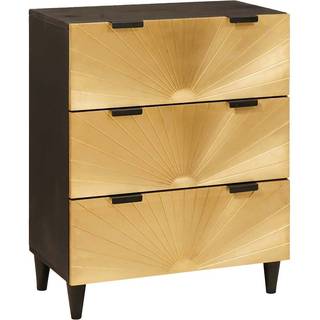 Sideboard Sort og Guld 60 x 33 x 75 cm Massivt mangotræ