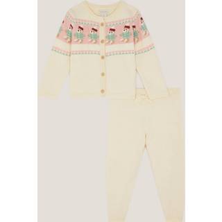 Monsoon Monsoon Cream Newborn Teddy Fair Isle Cardigan & Leggings Set