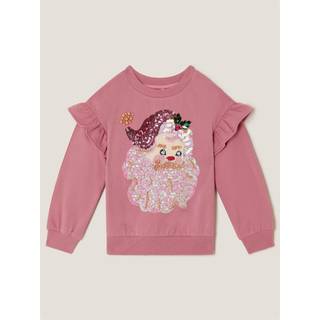 Monsoon Monsoon Pink Sequin Santa Christmas Sweatshirt