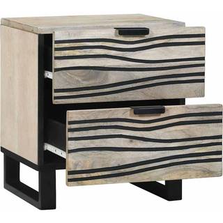 Natskab Hvid og sort 40 x 33 x 46 cm Massivt mangotræ