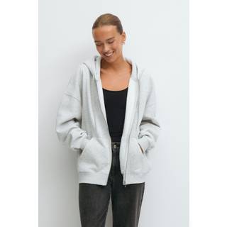 Gina Tricot-Zip hoodie-hoodies-Grå-M-Dame