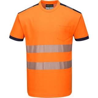 PW3 Hi-Vis t-shirt korte ærmer - Orange/Marine (Størrelse: M)