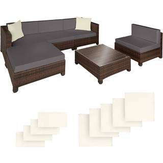 Polyrattan loungesæt med aluminiumstel - sort/brun