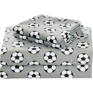 Chezmoi Collection 3 -delt børn/teenagere sportsark sæt - blød mikrofiber grå sort hvid fodbold dobbelt størrelse