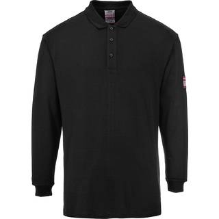 Flammeresident antistatisk langærmet poloshirts - Sort (Størrelse: 4XL)