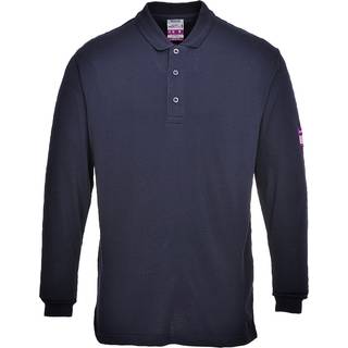 Flammeresident antistatisk langærmet poloshirts - Marine (Størrelse: XL)