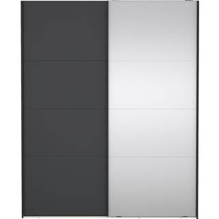 Catania Garderobeskab 1 skydelåge + 1 Skydelåge med spejl 180 x 220 cm - Matt Grey Spejl