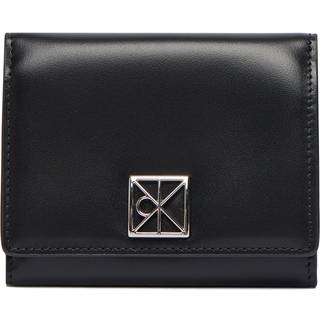 Monogram Logo Emblem Leather Trifold Wallet - Black - One Size
