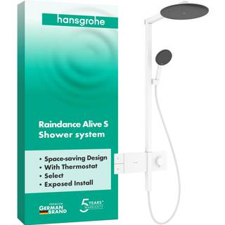 hansgrohe Raindance Alive S Showerpipe 300 1jet m/ShowerSelect Comfort, Mat hvid