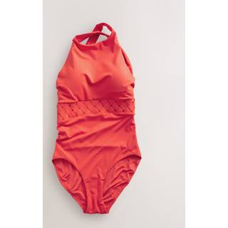 Next Red High Neck Lattice Tummy Control Swimsuit