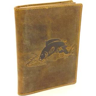 Ausweisetui Leder 12x16cm 3teilig mit Fisch-Prägung "Vintage" antikbraun Karpfen