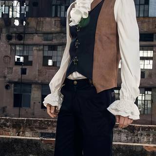 TEMU Men's Vintage Loose Fit Long Sleeve Shirt - Solid Black With Cuffs & Classic Collar, Machine Washable For Spring/fall Casual & Formal Wear