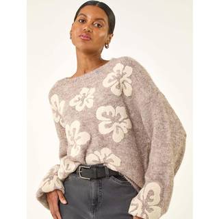Roman Roman Grey Soft Floral Knit Jumper