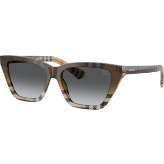 Burberry Kvinde BE4468 4202T3 Solbriller Acetat Brun Grå Cat Eye Polariseret Skygge