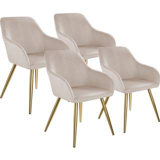 Stol Marilyn velour, guld - taupe/guld,Sæt med 4 stk.