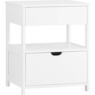 SoBuy Sengebord med 2 skuffer - Hvidt Sidebord 45x38x55 cm