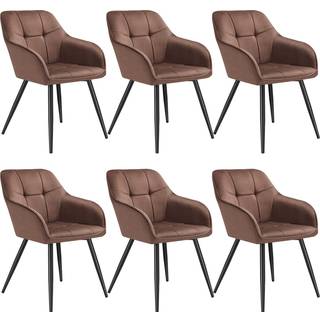 Stol Marilyn, velour, quiltet - brun/sort,Sæt med 6 stk.