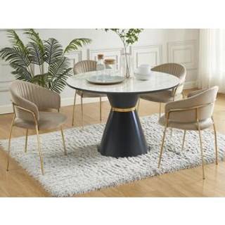 Sæt med 2 velour- og guldmetalstole - Beige - MADOLIA fra Pascal MORABITO