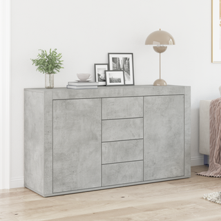 Sideboard Med Skuffe Betongrå 120 X 36 X 69 Cm Konstrueret Træ