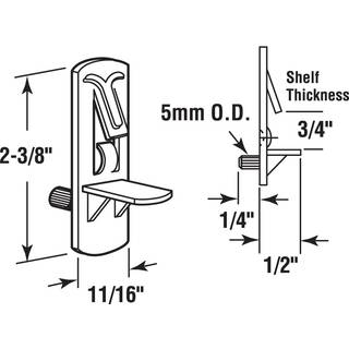 Prime-line U 11301 Selvl?sende hylde underst?tter Pegs 5mm. PEG x 3/4 in. Hyldeplast (4 pakke) klar